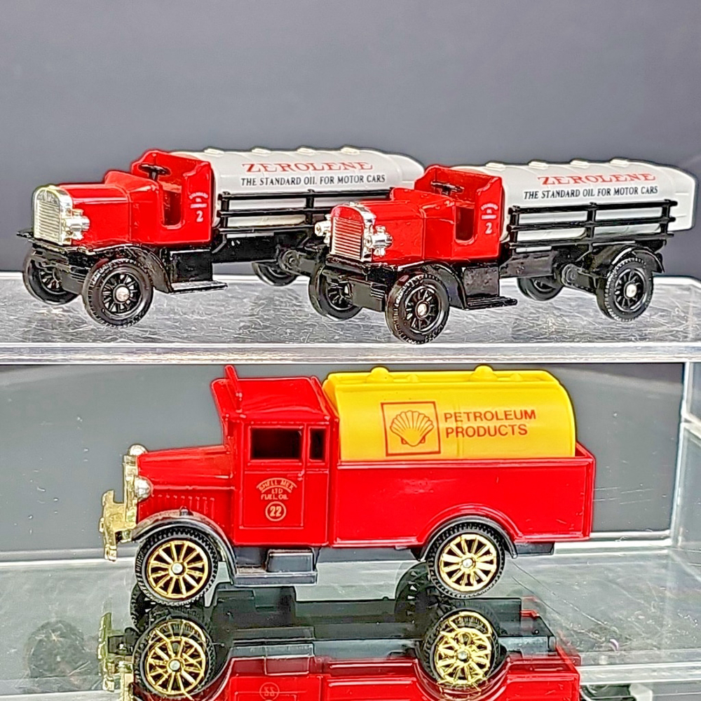 Vintage Corgi Shell Diecast Truck And TWO Zerolene Chevron Oil Trucks Lledo UK